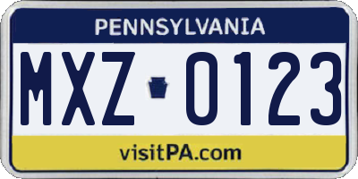 PA license plate MXZ0123
