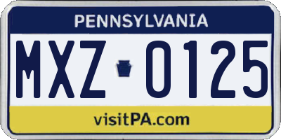 PA license plate MXZ0125