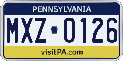 PA license plate MXZ0126