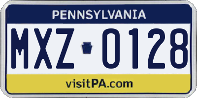 PA license plate MXZ0128