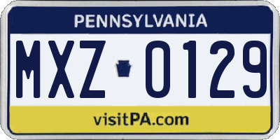PA license plate MXZ0129