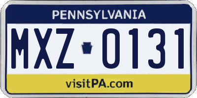 PA license plate MXZ0131