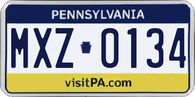 PA license plate MXZ0134