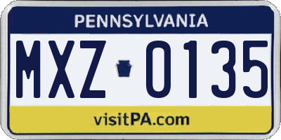 PA license plate MXZ0135