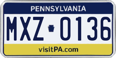 PA license plate MXZ0136