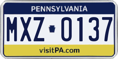 PA license plate MXZ0137