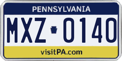PA license plate MXZ0140