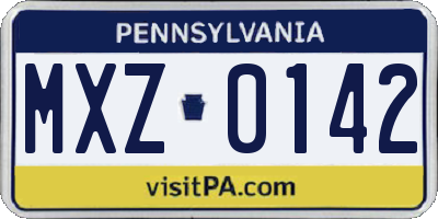 PA license plate MXZ0142