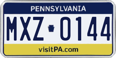 PA license plate MXZ0144