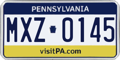 PA license plate MXZ0145