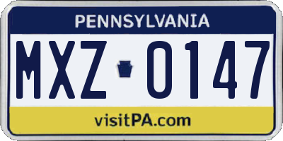 PA license plate MXZ0147