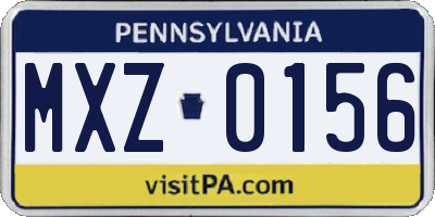 PA license plate MXZ0156