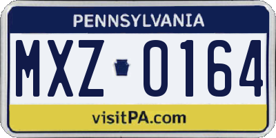 PA license plate MXZ0164