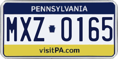 PA license plate MXZ0165
