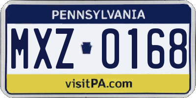 PA license plate MXZ0168