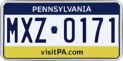 PA license plate MXZ0171