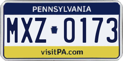 PA license plate MXZ0173