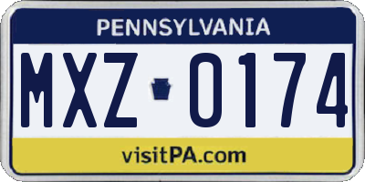 PA license plate MXZ0174