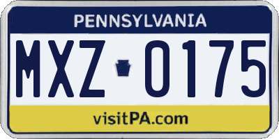 PA license plate MXZ0175
