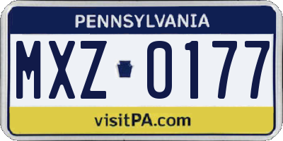 PA license plate MXZ0177