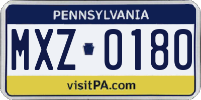 PA license plate MXZ0180