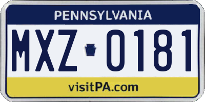 PA license plate MXZ0181