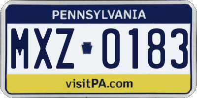 PA license plate MXZ0183