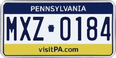 PA license plate MXZ0184