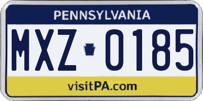 PA license plate MXZ0185