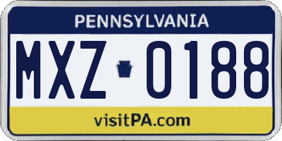 PA license plate MXZ0188