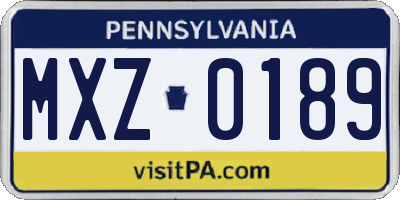 PA license plate MXZ0189