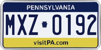 PA license plate MXZ0192