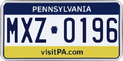 PA license plate MXZ0196