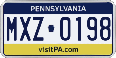 PA license plate MXZ0198