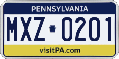 PA license plate MXZ0201