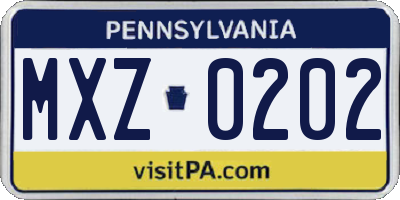 PA license plate MXZ0202
