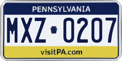 PA license plate MXZ0207