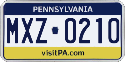 PA license plate MXZ0210