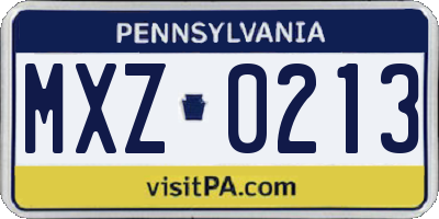PA license plate MXZ0213