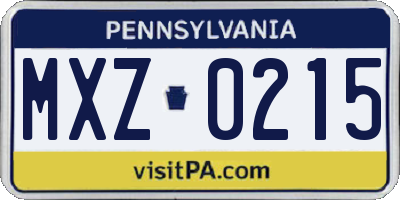 PA license plate MXZ0215