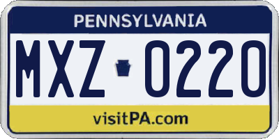 PA license plate MXZ0220