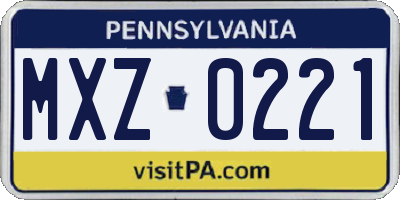 PA license plate MXZ0221
