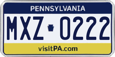 PA license plate MXZ0222