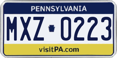 PA license plate MXZ0223