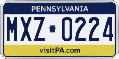 PA license plate MXZ0224