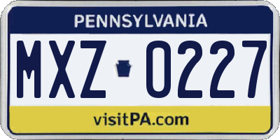 PA license plate MXZ0227