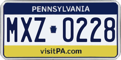 PA license plate MXZ0228