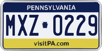 PA license plate MXZ0229