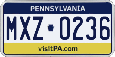 PA license plate MXZ0236