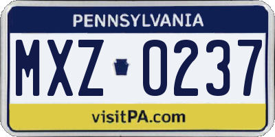 PA license plate MXZ0237